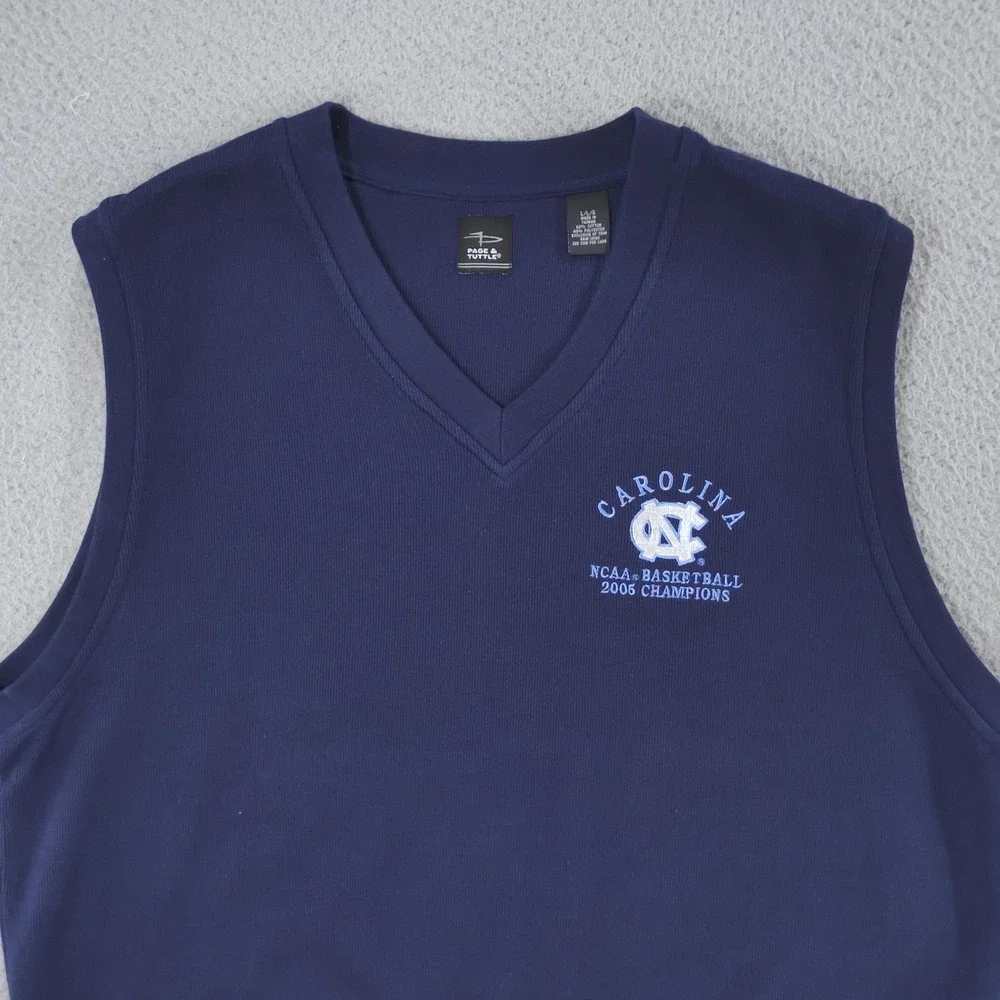 Vtg North Carolina Tar Heels Sweater Vest Mens Large Page & Tuttle 2005 Champion